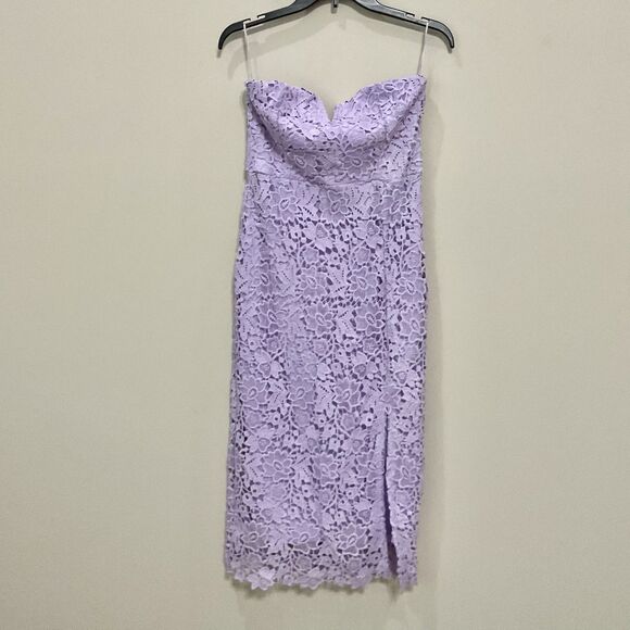 ASTR THE LABEL Lilac Kalena Strapless Dress Sweetheart LACE Midi Sz S New Purple - Picture 2 of 9